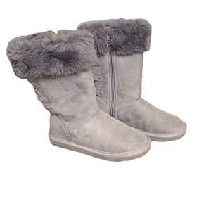 Girls Size 13 Grey Suede style Boots with lace up backs